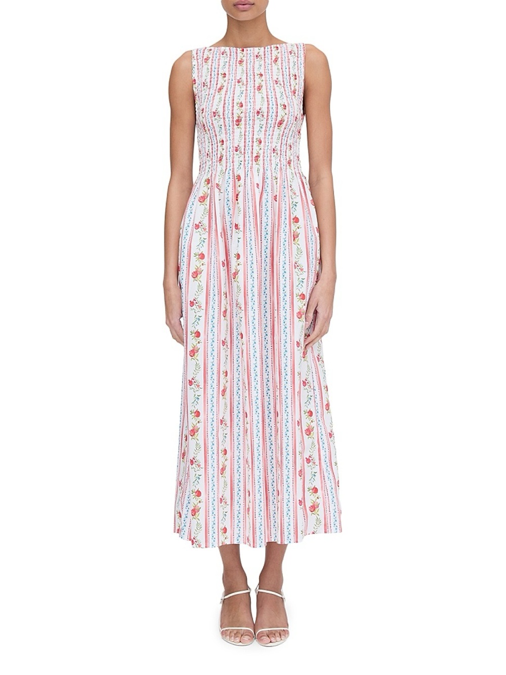 Caroline Constas ❤️ Pomegranate Stripe Print Smocked Nap Dress